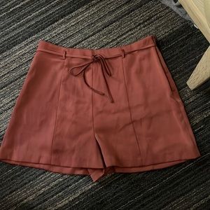 Forever 21 high waist satin rust pleated shorts